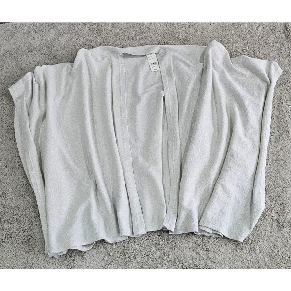 Brooks Brothers Open Front Shawl Cape Sweater Gray Silver Metallic OS, New - Picture 6 of 8